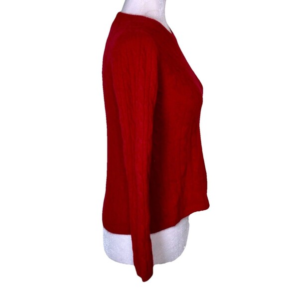 Peck &Peck Women's 100% Cashmere Red Cable Knit Sweater Quiet Luxury Timeless Sm - Picture 4 of 8